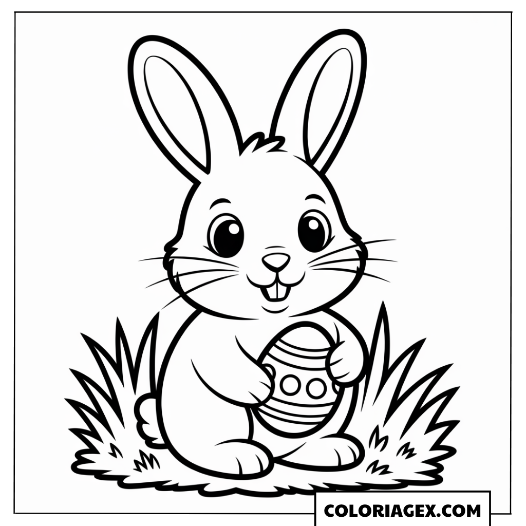 Lapin de Pâques avec œuf coloriage