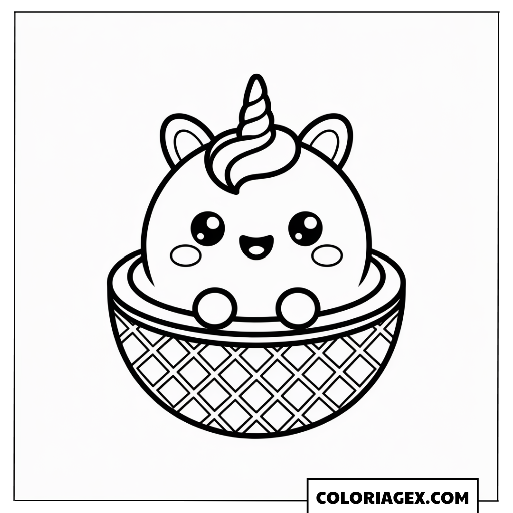 Licorne dans une coupe de glace coloriage