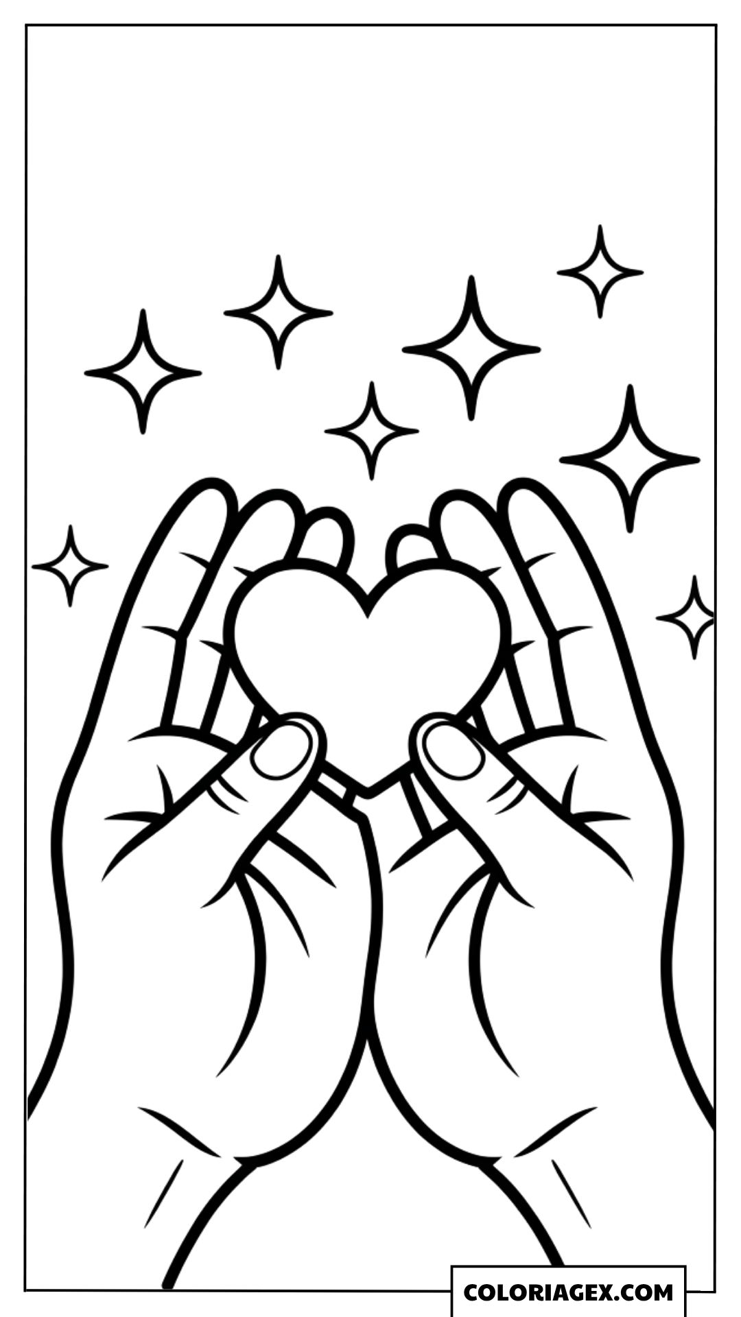 Mains qui font un cœur coloriage