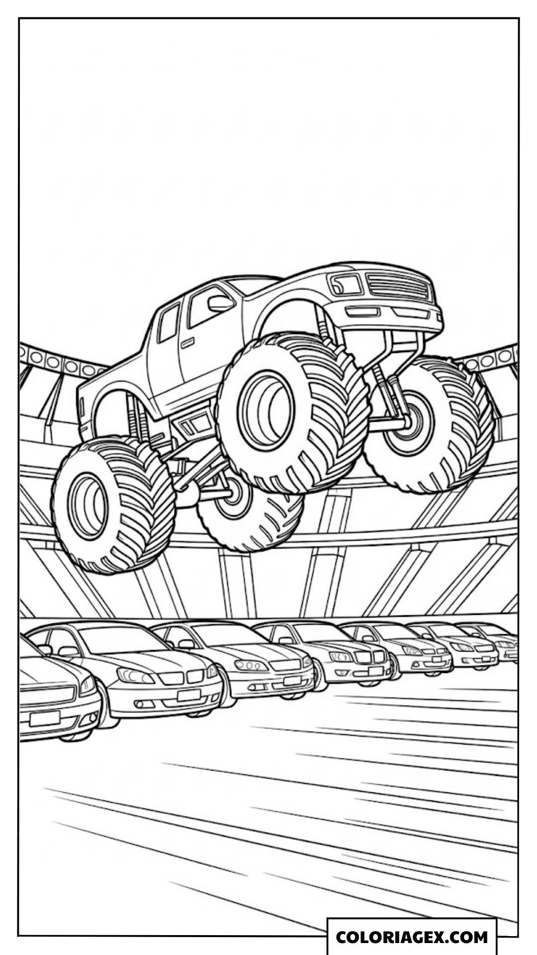 Monster Truck en saut coloriage