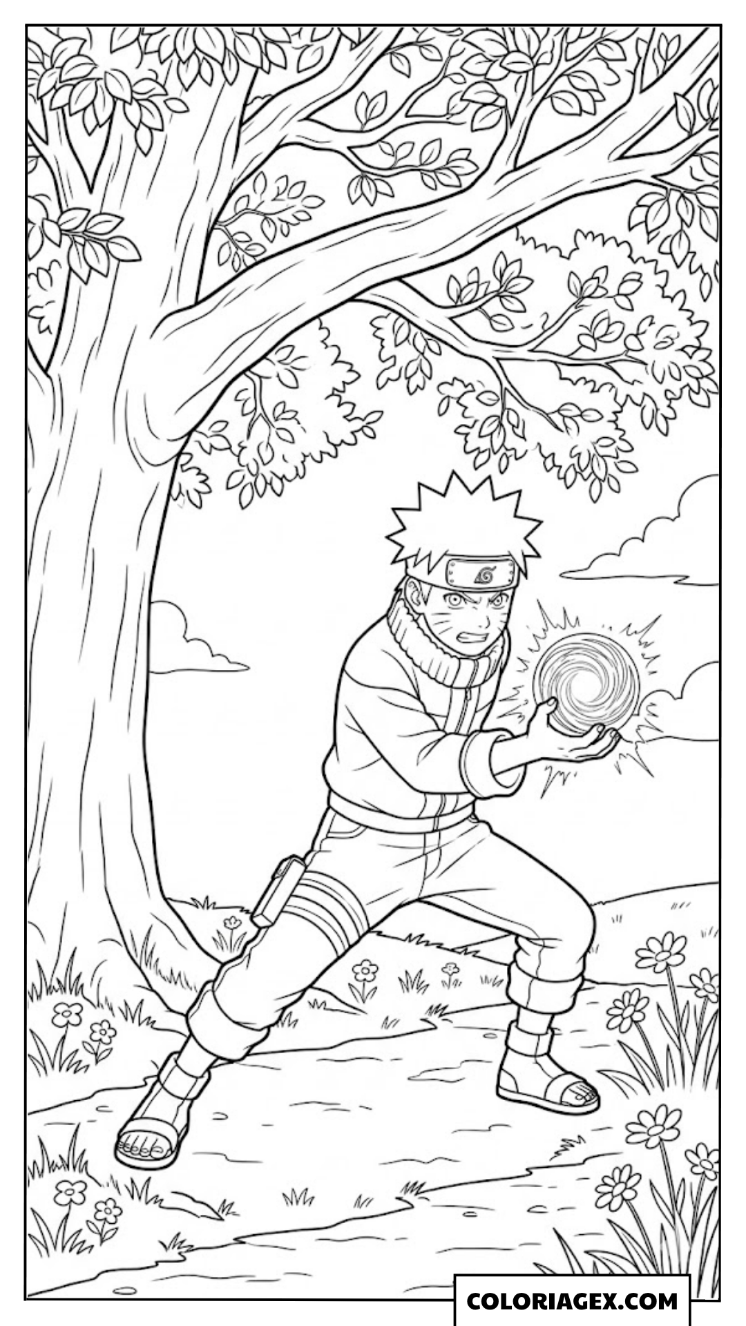Naruto avec Rasengan à colorier