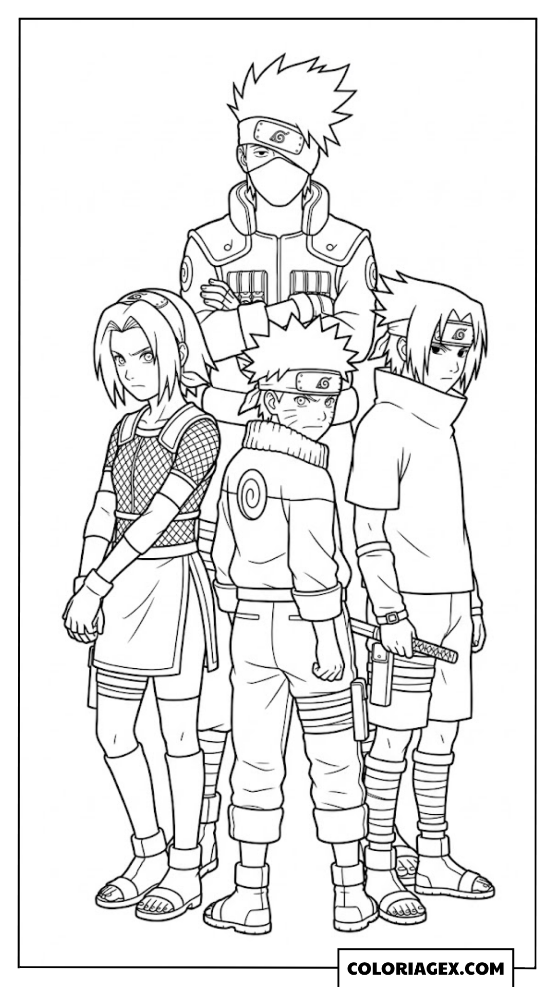 Naruto avec l’Équipe 7 à colorier