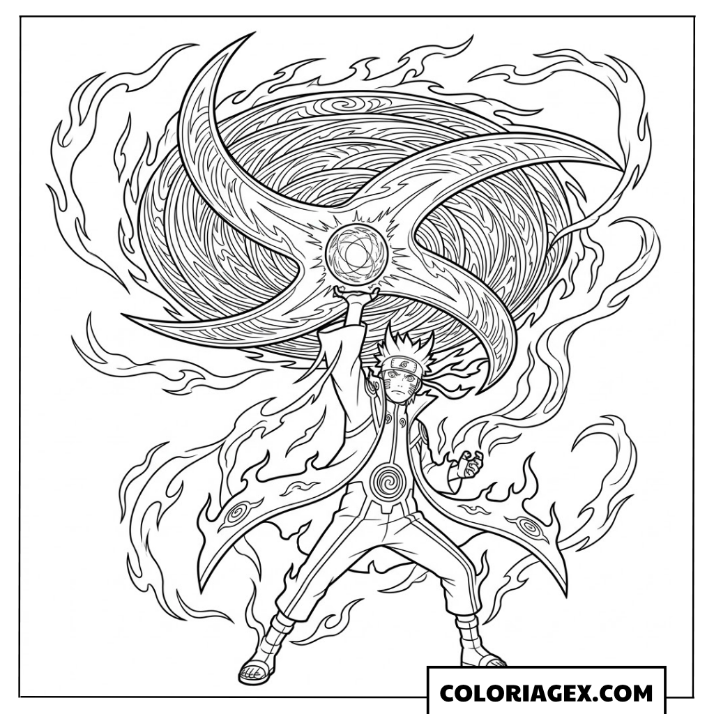 Naruto avec l’arme géante à colorier