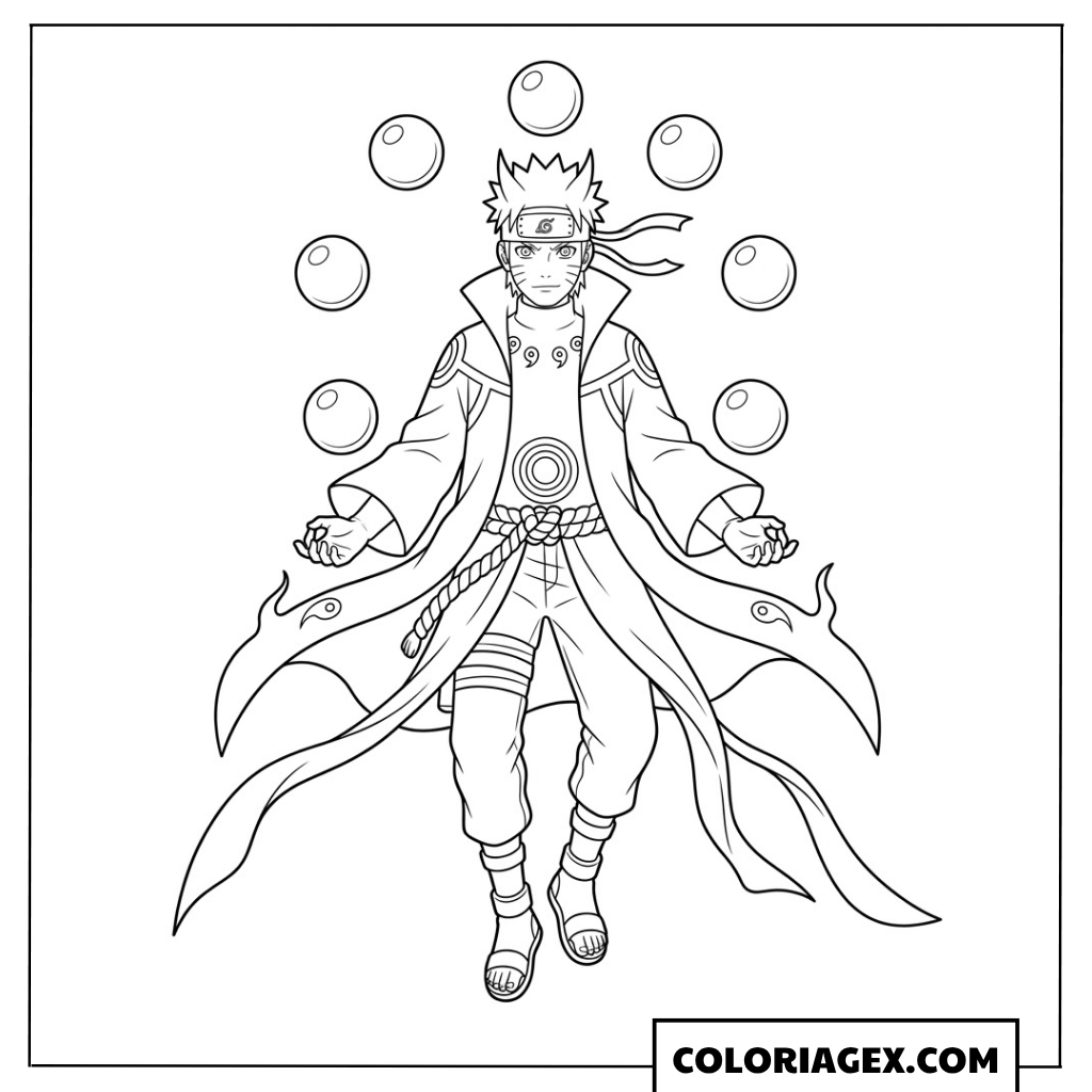 Naruto avec les orbes de vérité à colorier