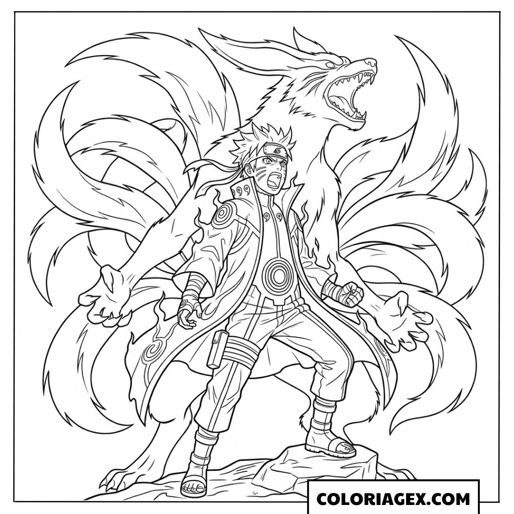 Naruto en mode Kyubi à colorier