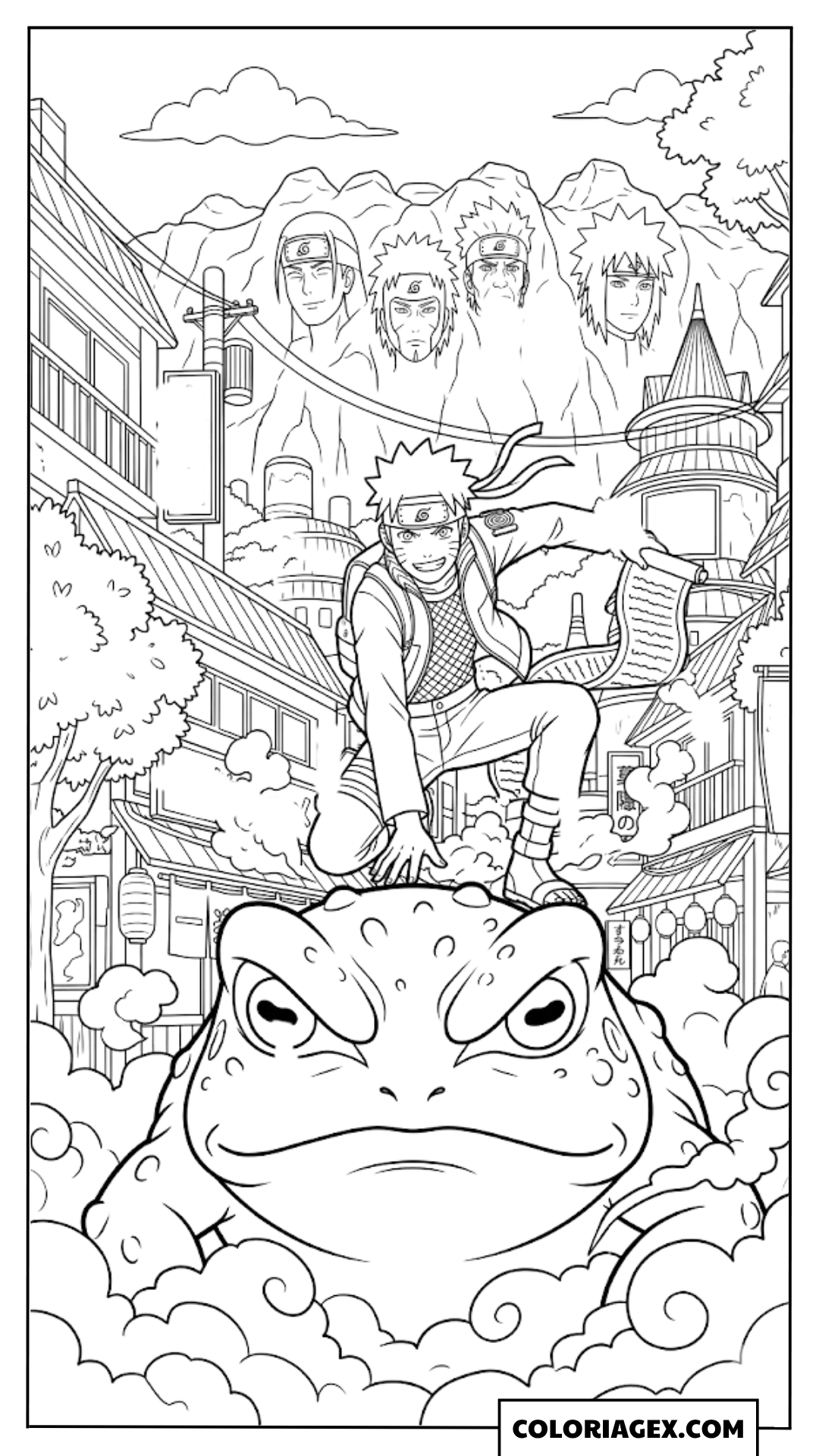 Naruto et Gamabunta à colorier