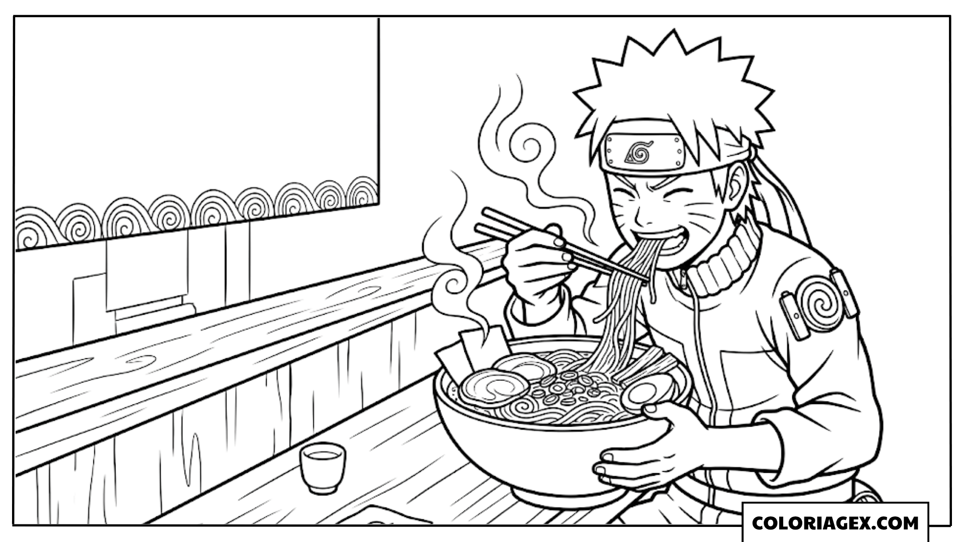 Naruto mange des ramen à colorier