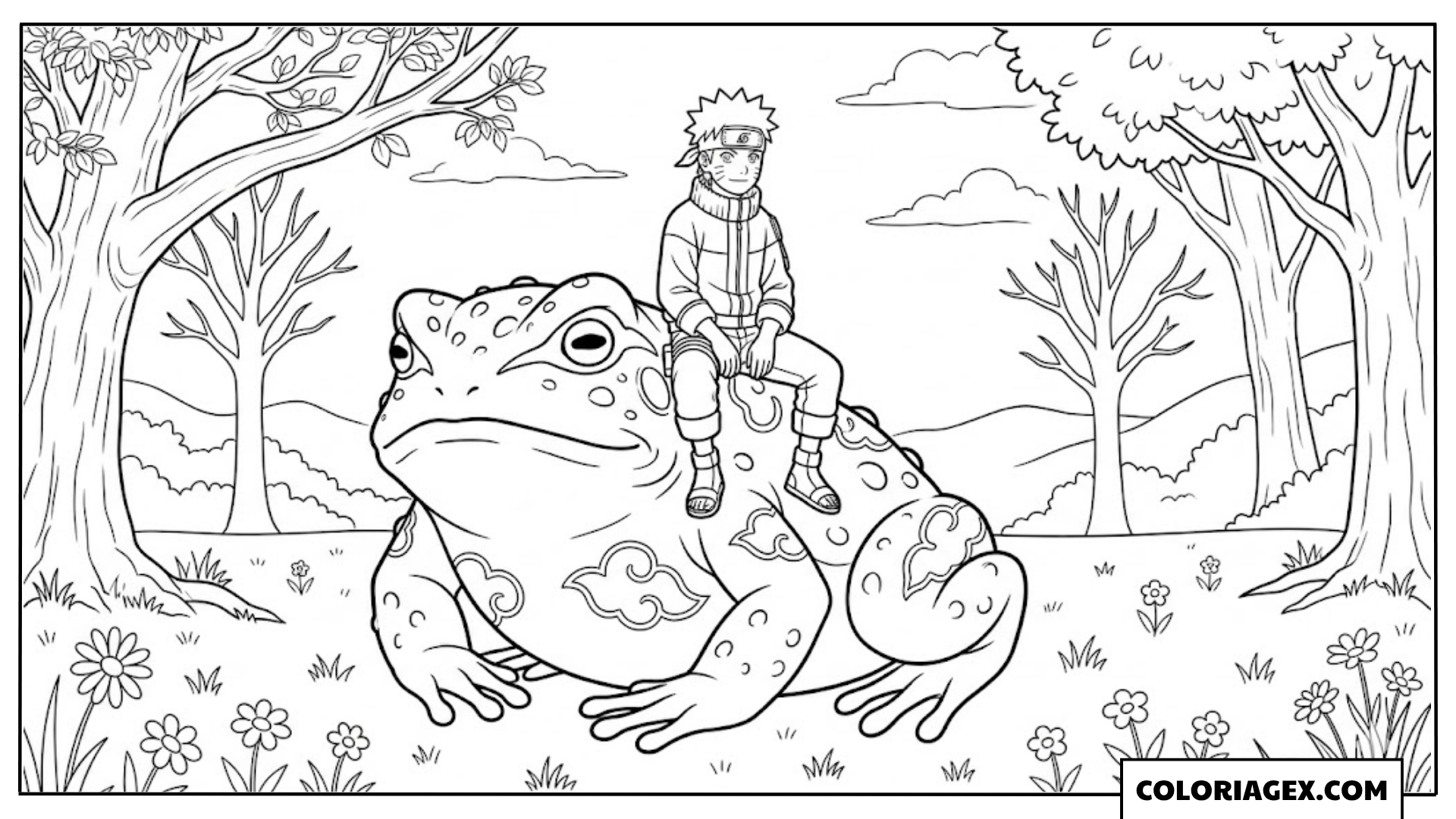 Naruto sur Gamabunta à colorier