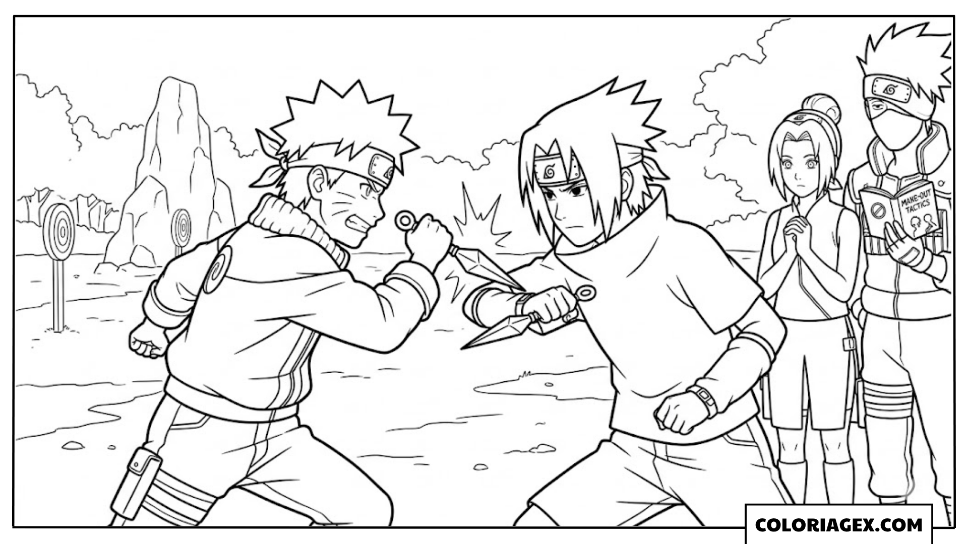Naruto vs Sasuke à colorier