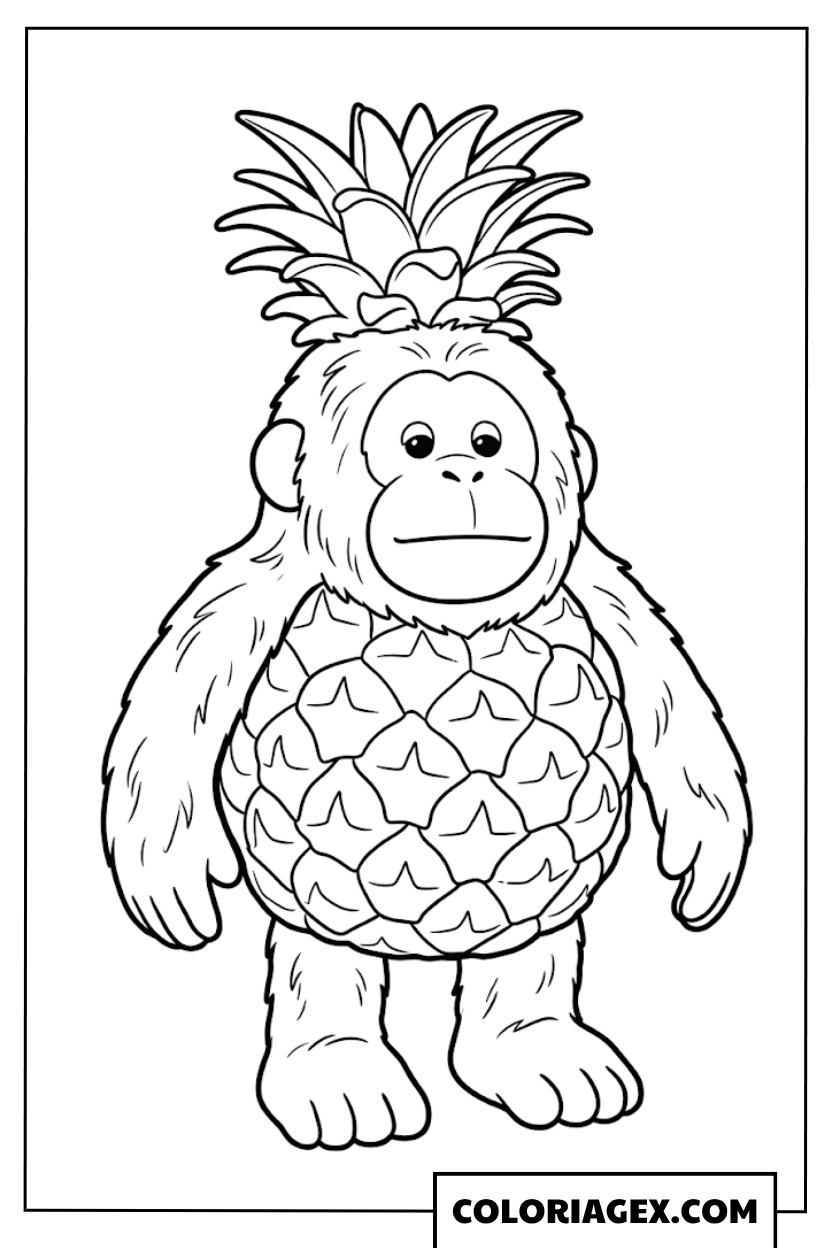 Orangutini Ananasini debout coloriage