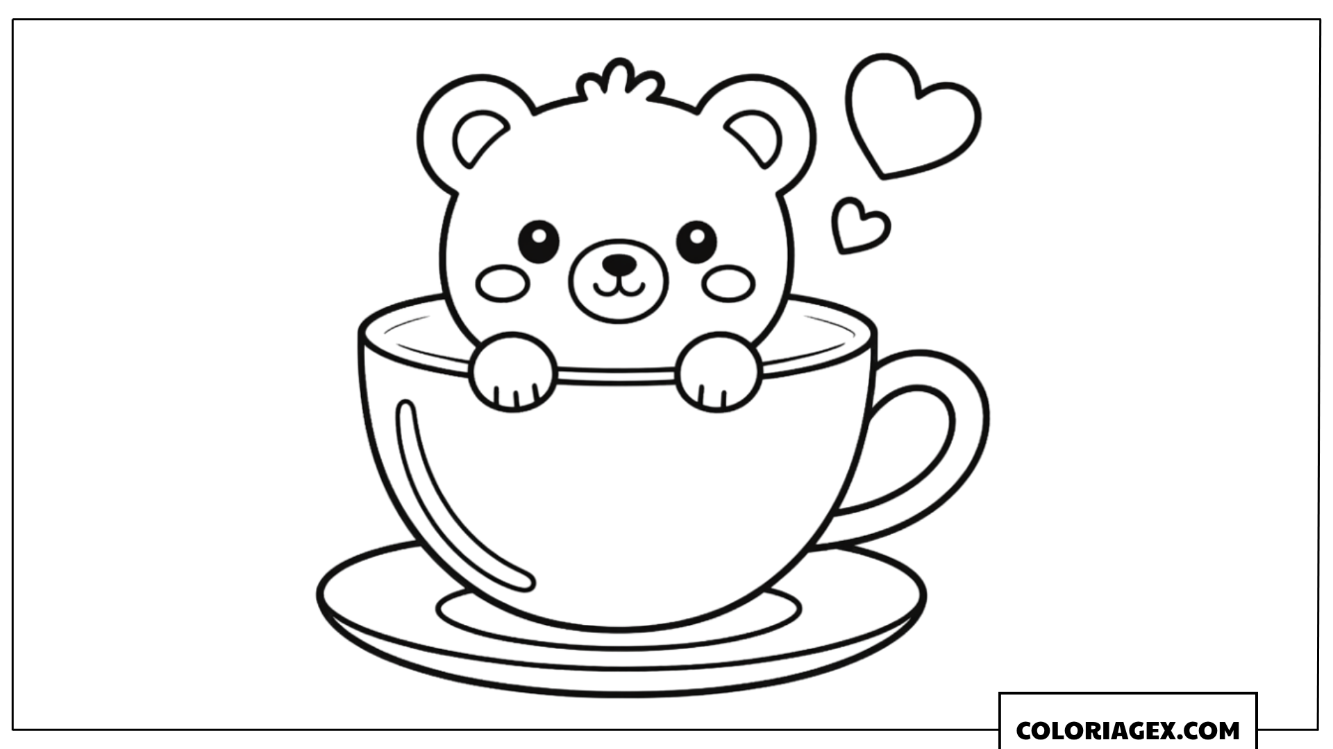 Ours dans une tasse de thé à colorier