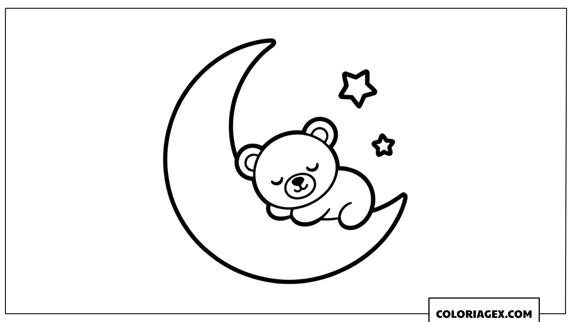 Ours dormant sur le croissant de lune à colorier