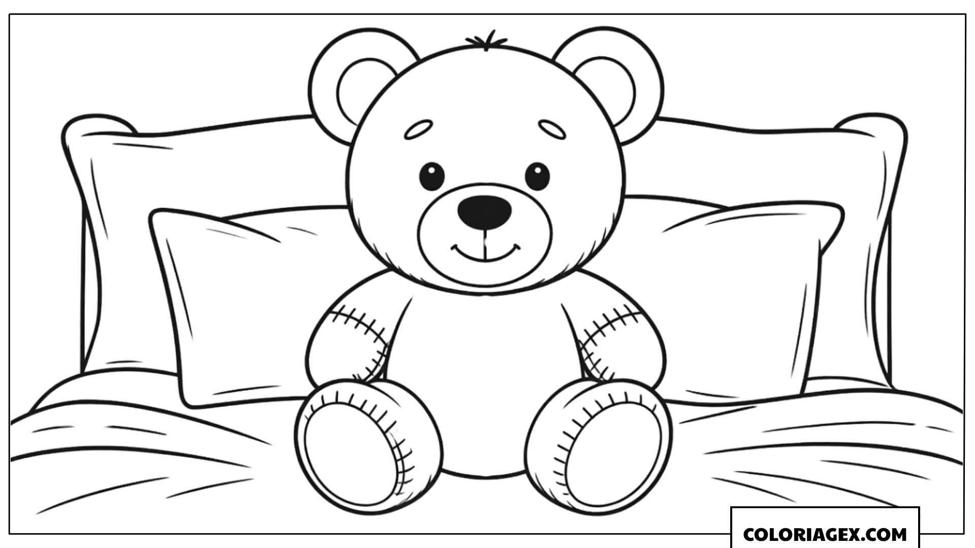 Ours en peluche dans le lit à colorier