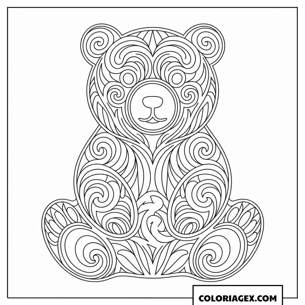 Ours mandala orné à colorier
