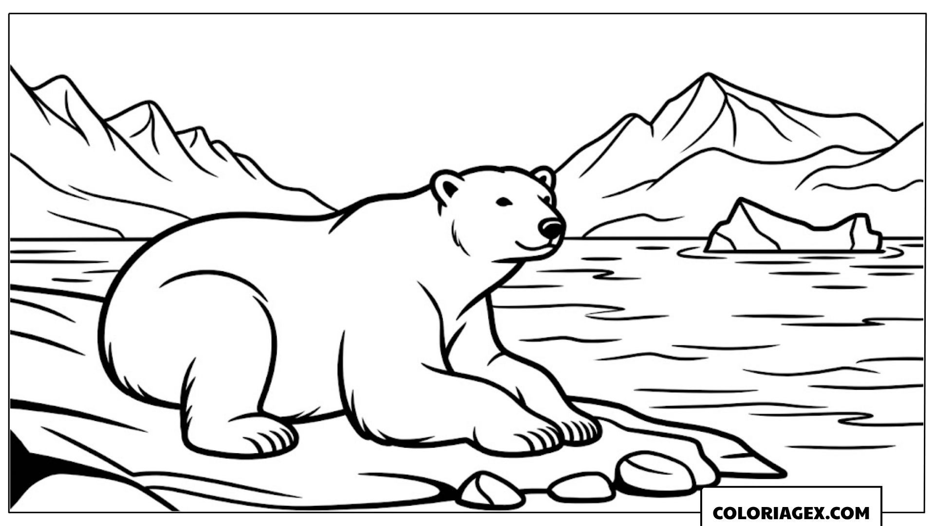Ours polaire au bord de l’eau à colorier