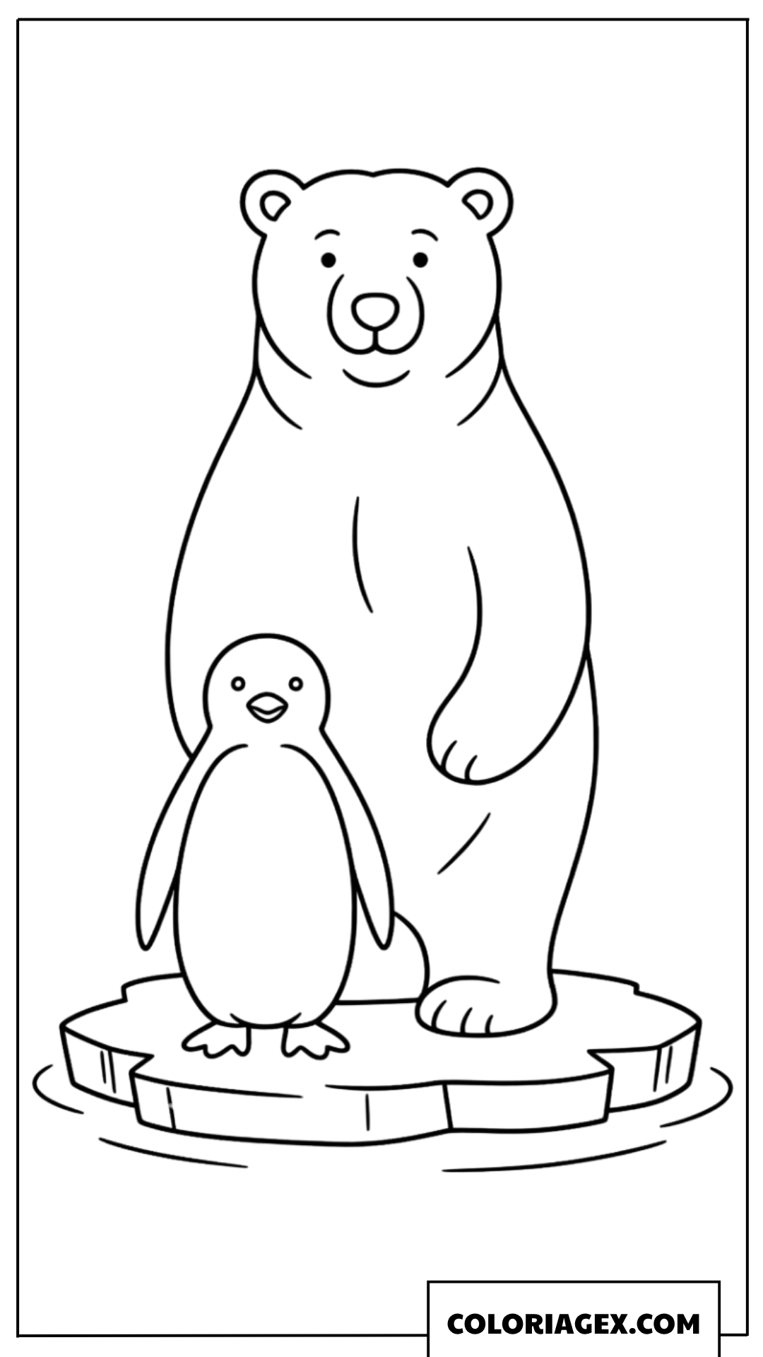 Ours polaire avec pingouin à colorier