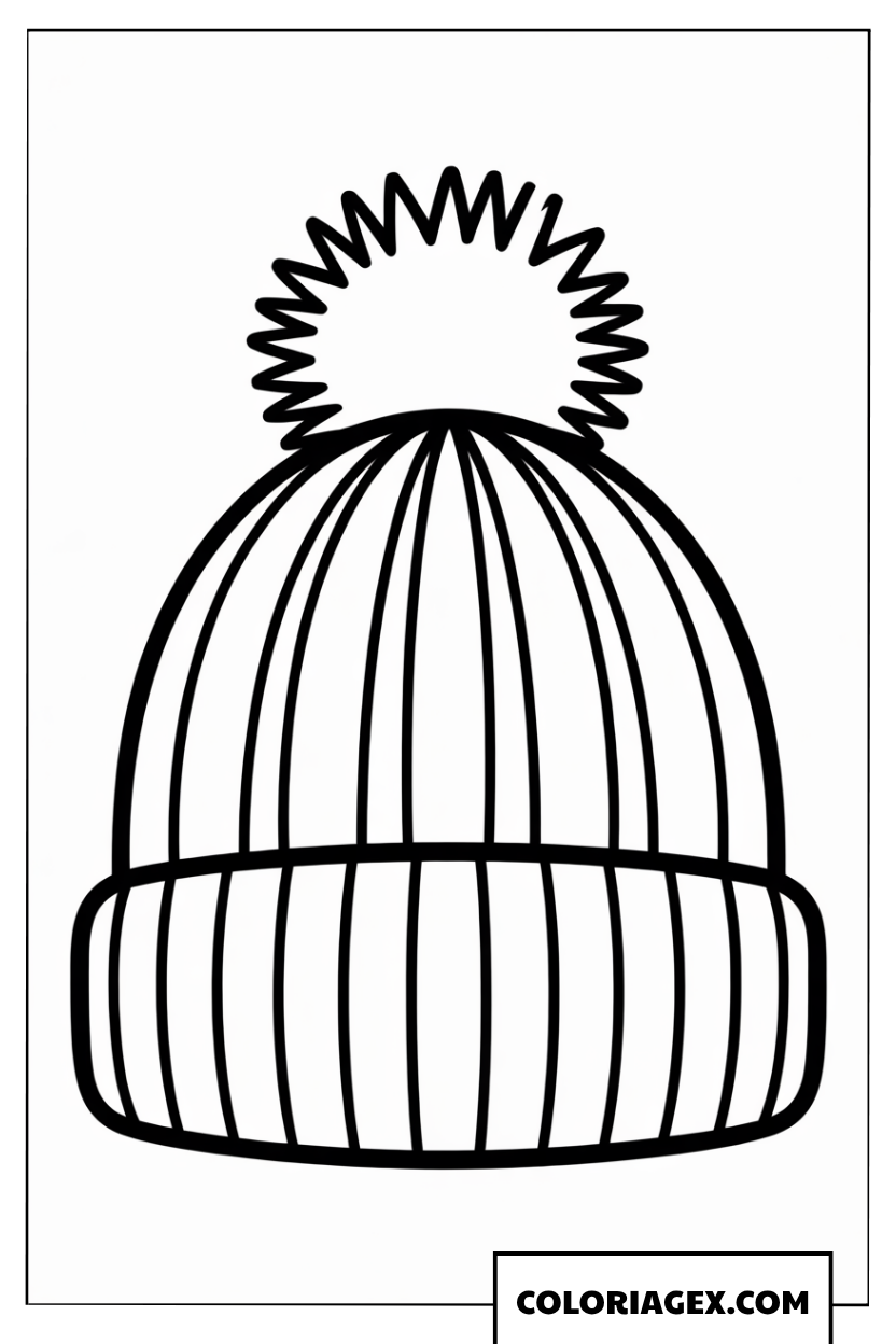 Page de coloriage d’un bonnet d’hiver simple pour enfants