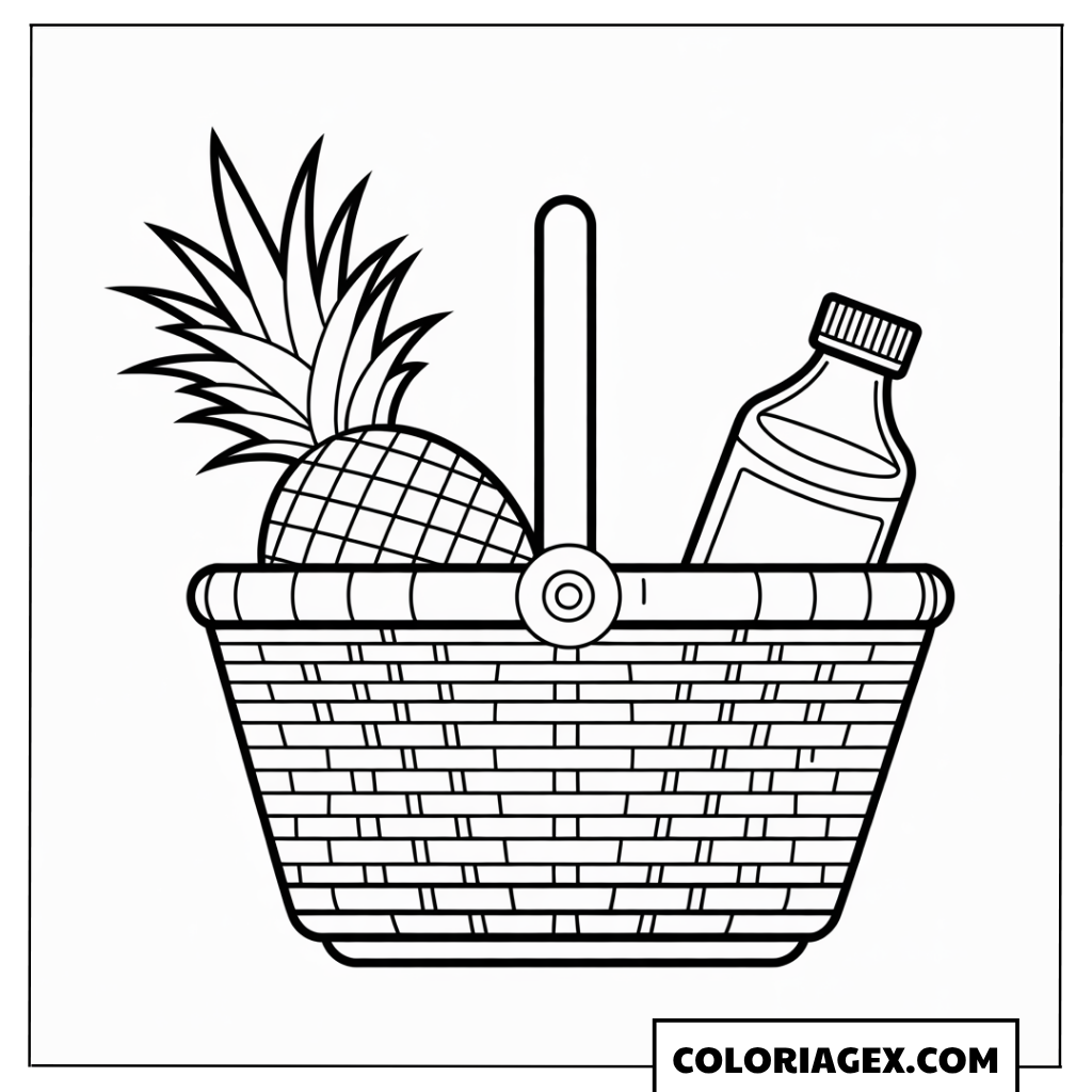 Panier de fruits exotiques coloriage