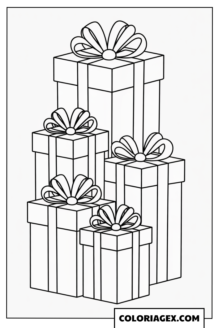 Pile de cadeaux coloriage