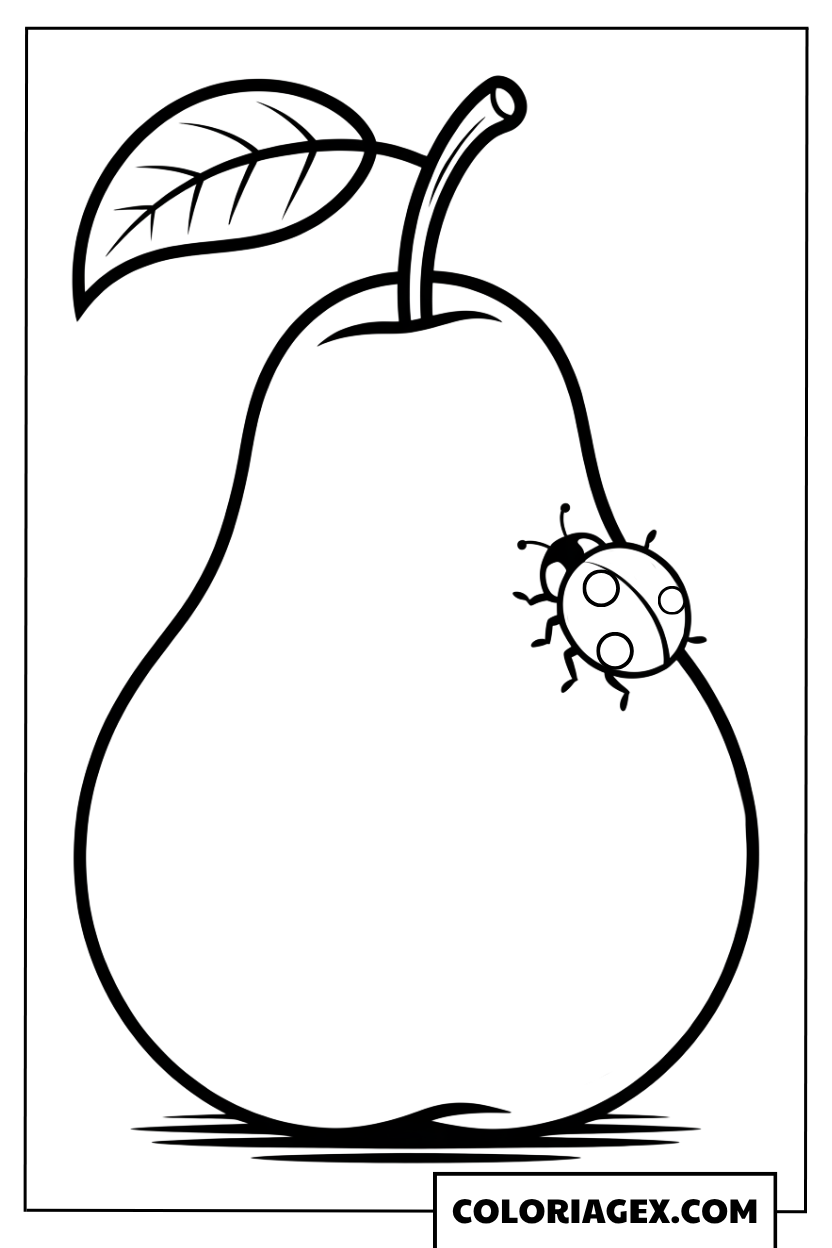 Poire avec petit ver coloriage