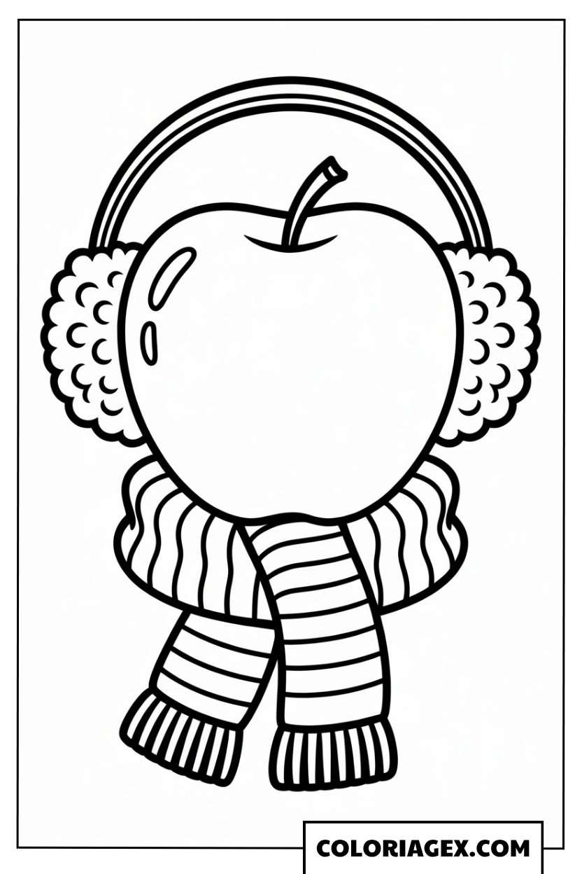 Pomme d'hiver avec écharpe coloriage