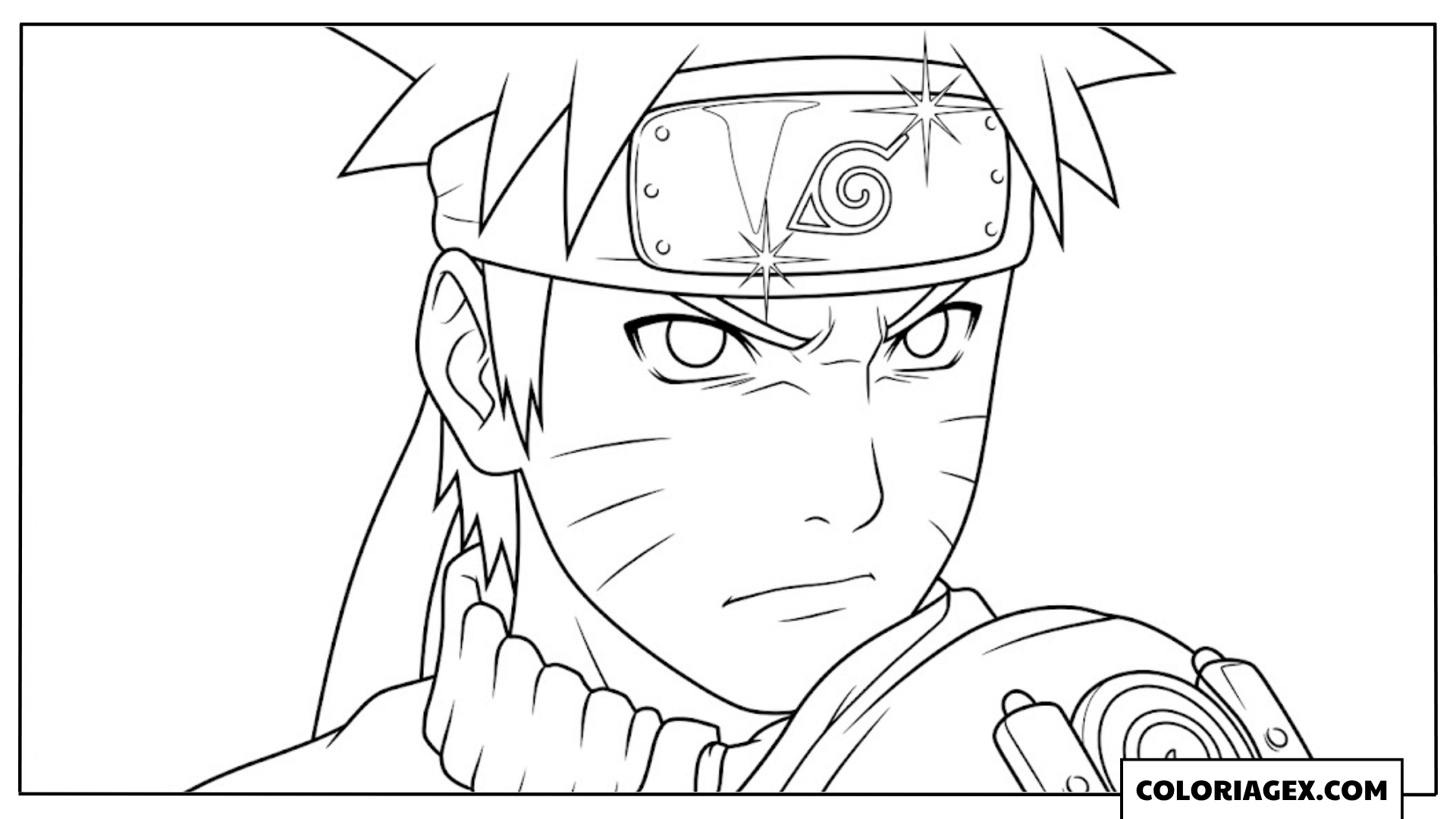 Portrait intense de Naruto à colorier