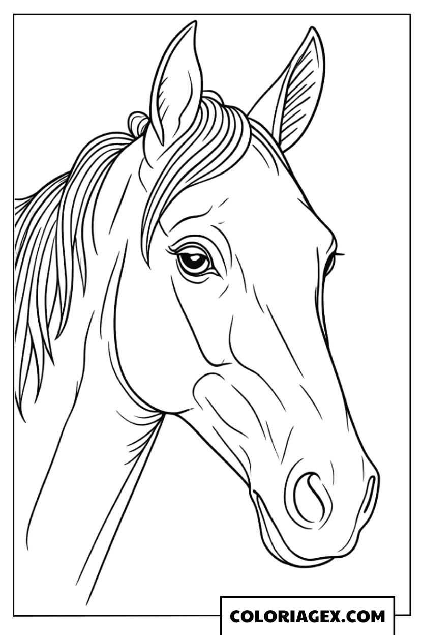 Portrait réaliste de cheval à colorier