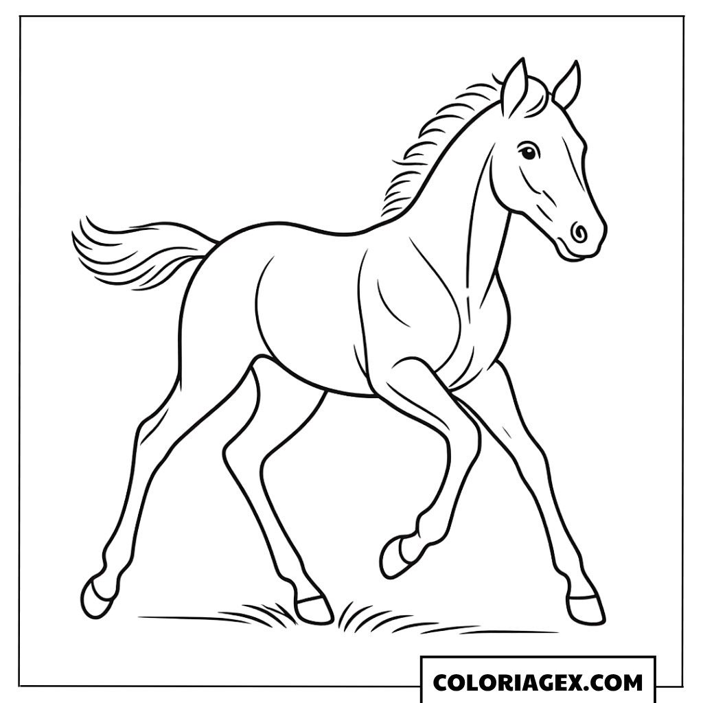 Poulain réaliste au galop à colorier
