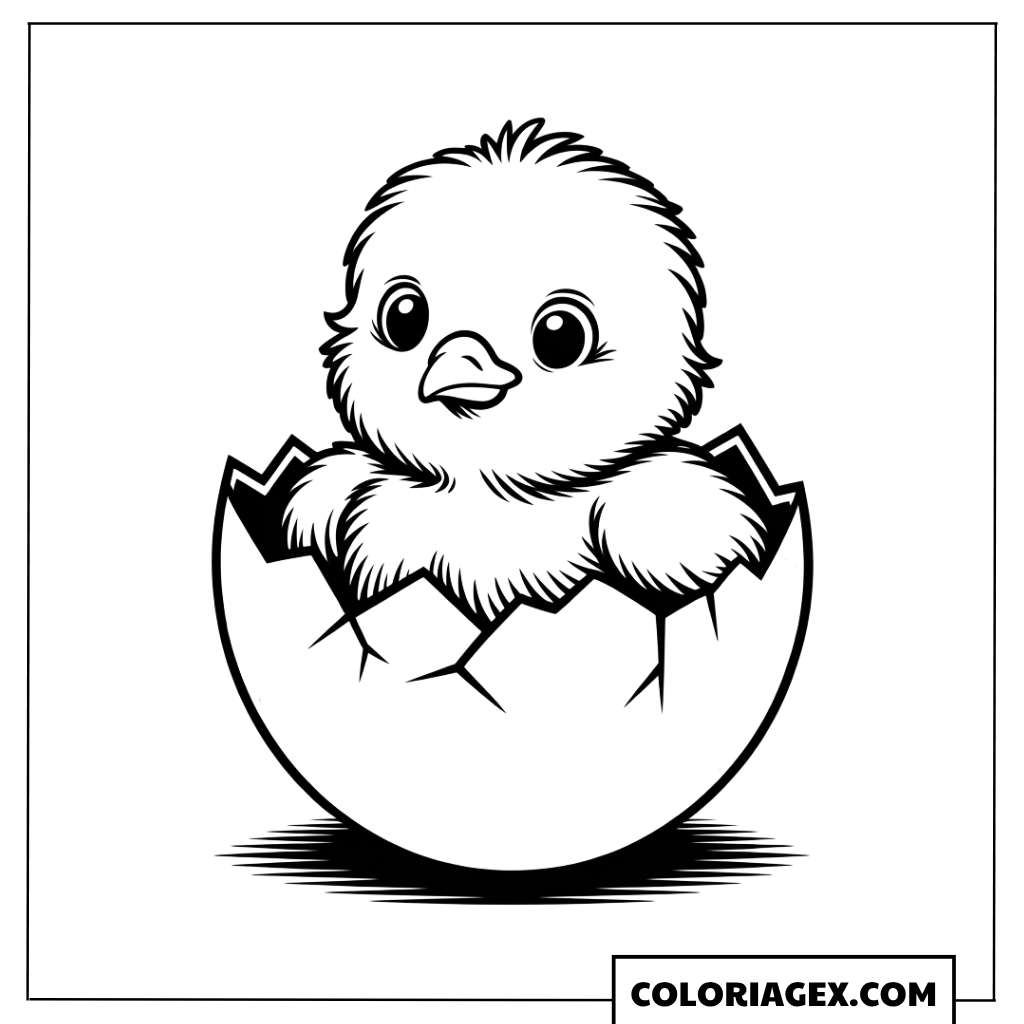 Poussin qui éclôt coloriage