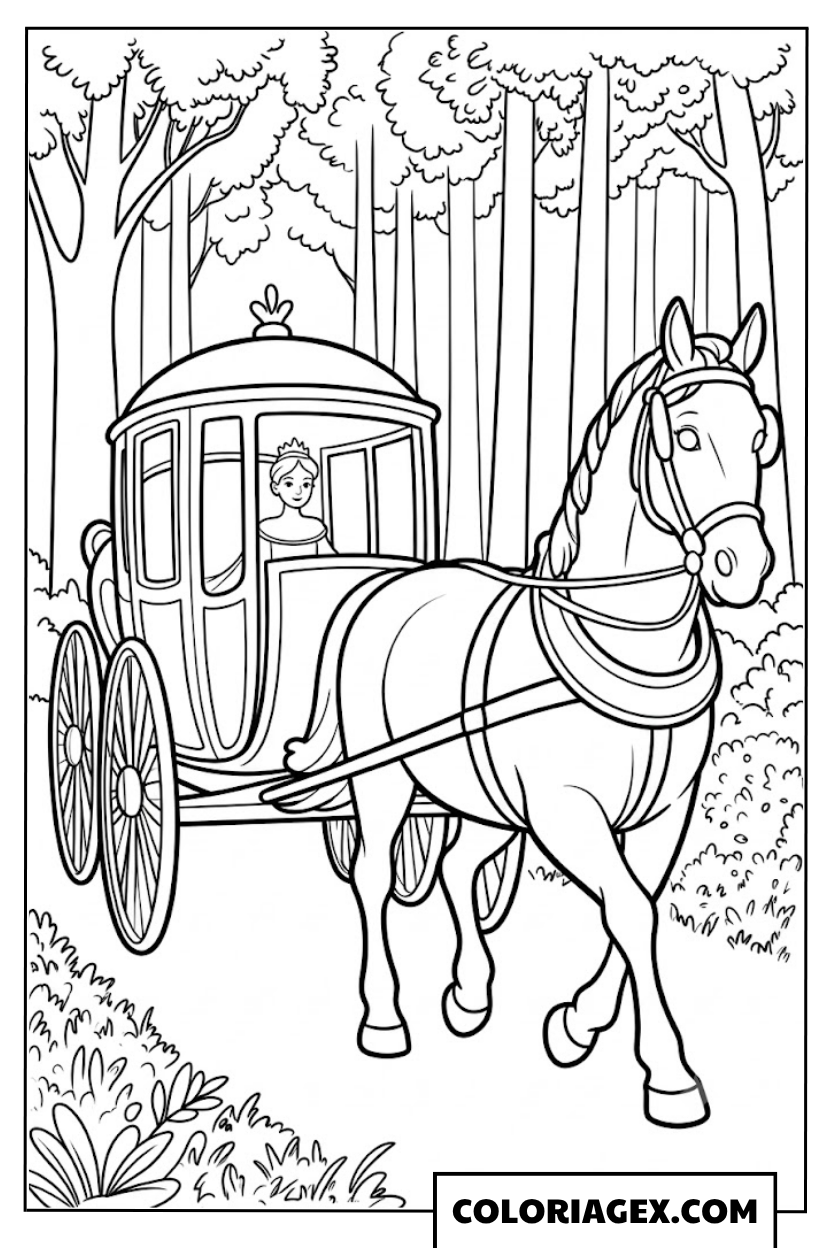 Princesse dans son carrosse coloriage