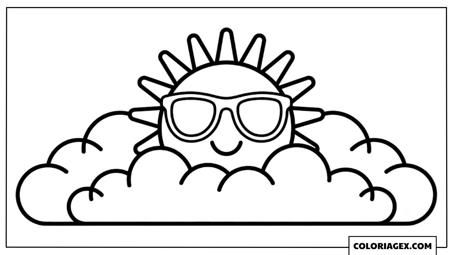 Soleil avec lunettes de soleil coloriage