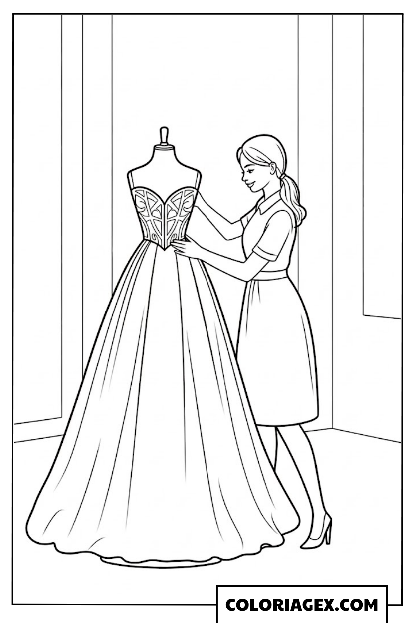 Styliste sur mannequin coloriage