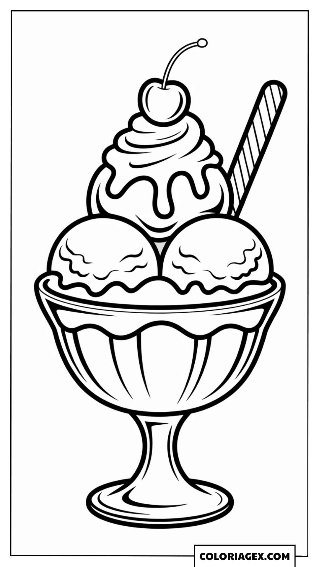 Sundae avec cerise coloriage