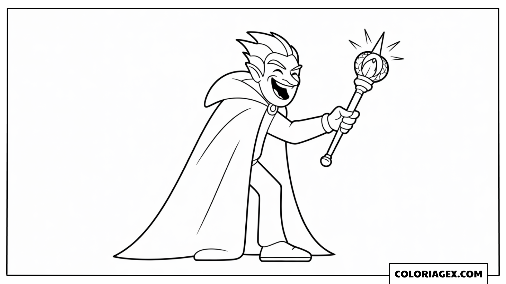 Super-vilain avec sceptre coloriage