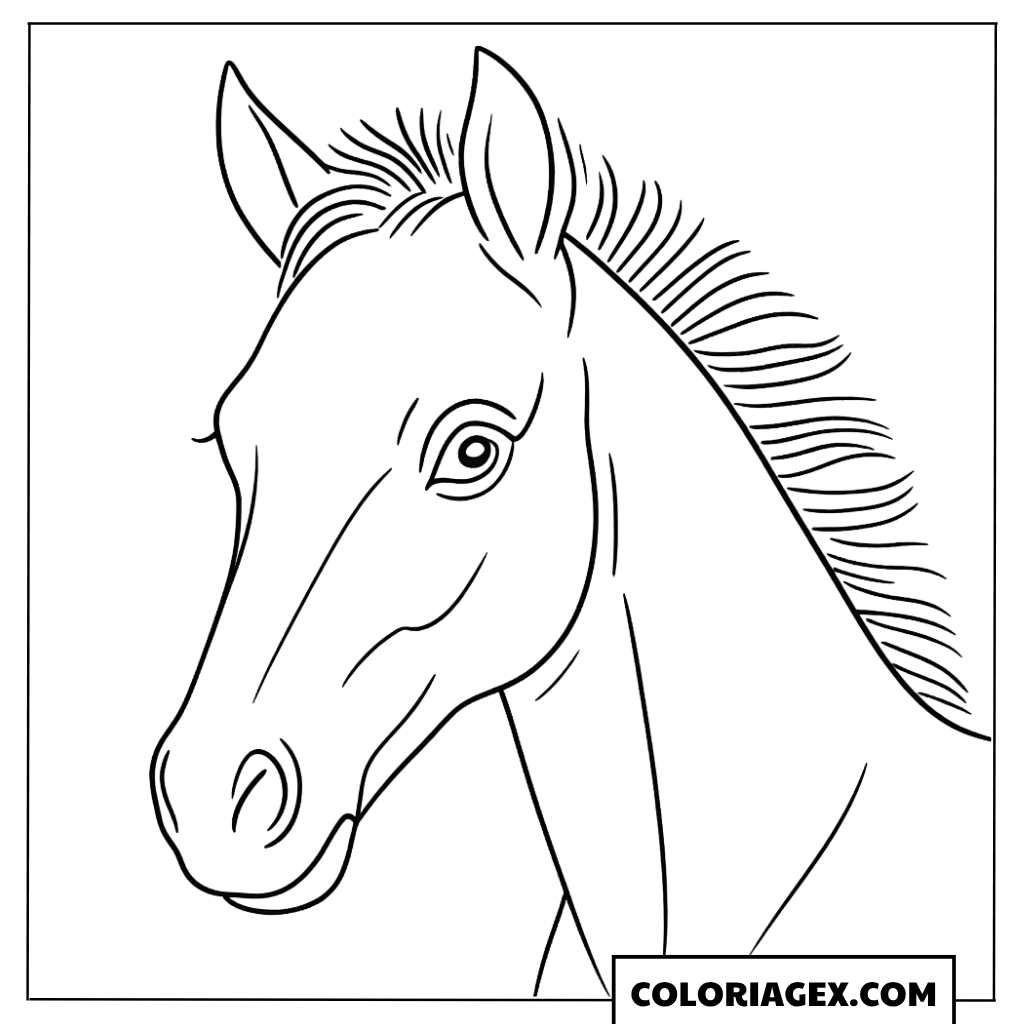 Tête de cheval réaliste à colorier
