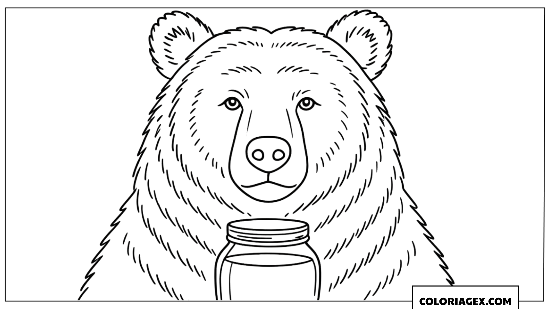 Tête d’ours avec pot de miel à colorier
