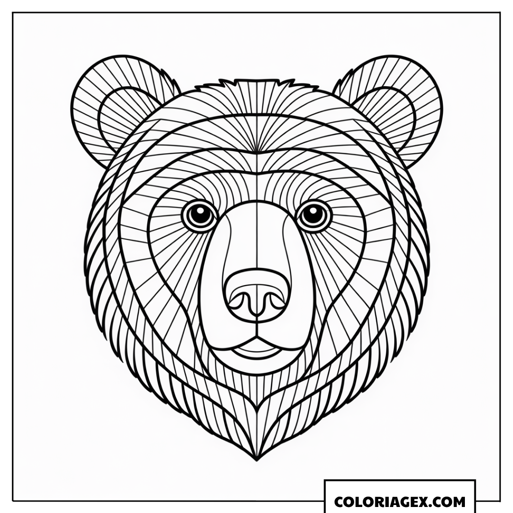Tête d’ours mandala à colorier