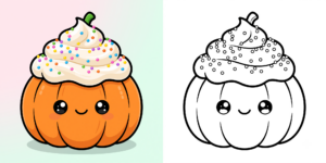 ft - coloriage citrouille kawaii ft