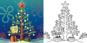ft - coloriage de bob l'éponge pour les fêtes ft
