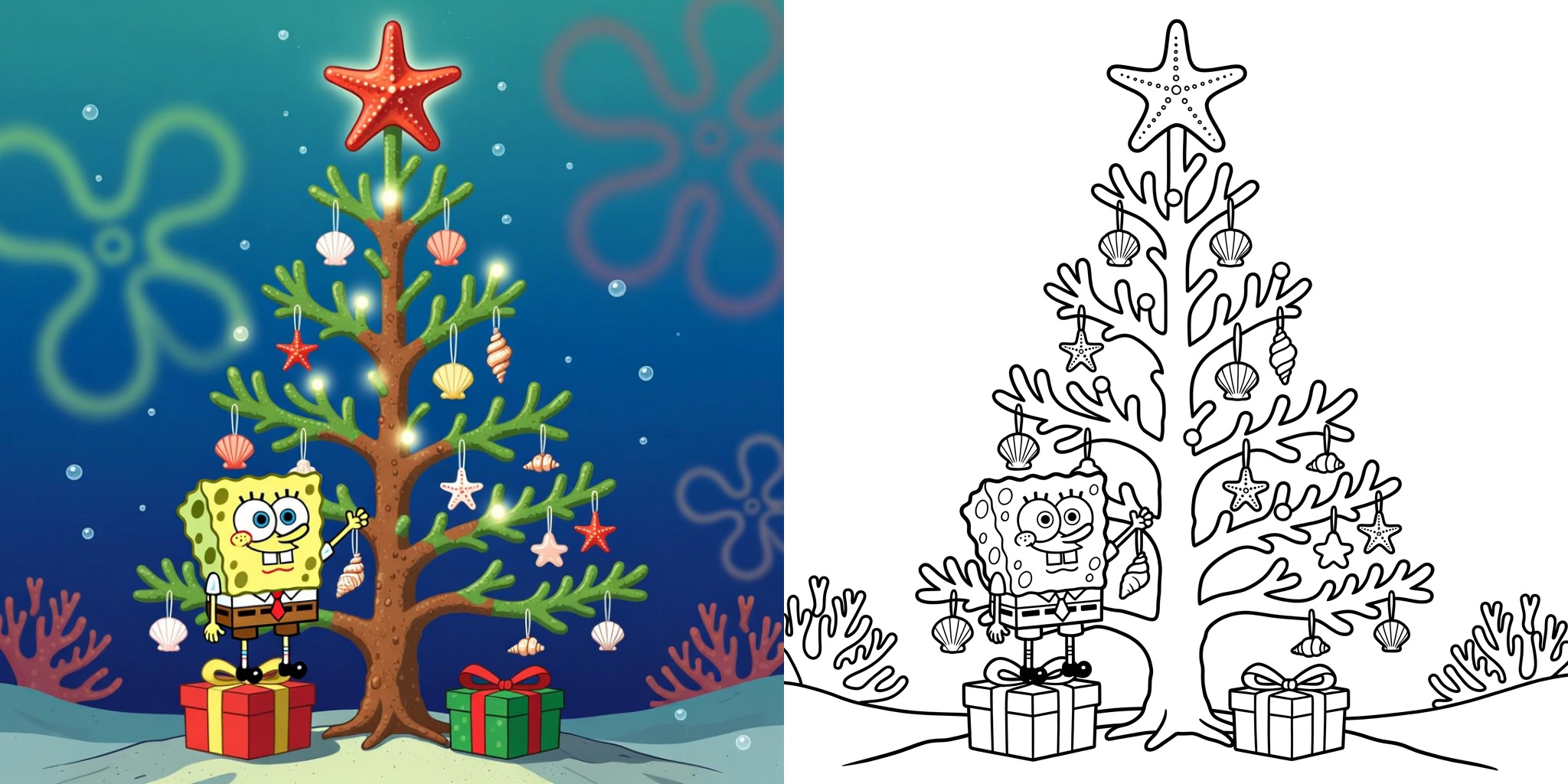 ft - coloriage de bob l'éponge pour les fêtes ft