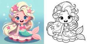 ft - coloriage elsa sirene ft