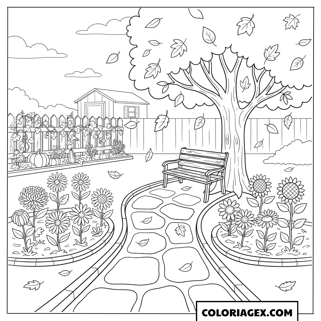 Coloriage Allée de jardin avec maison
