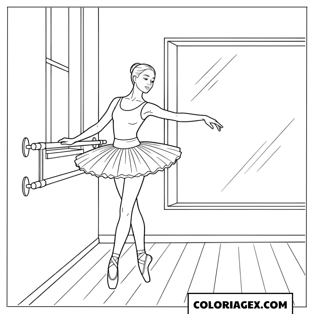 Coloriage Ballerine à la barre