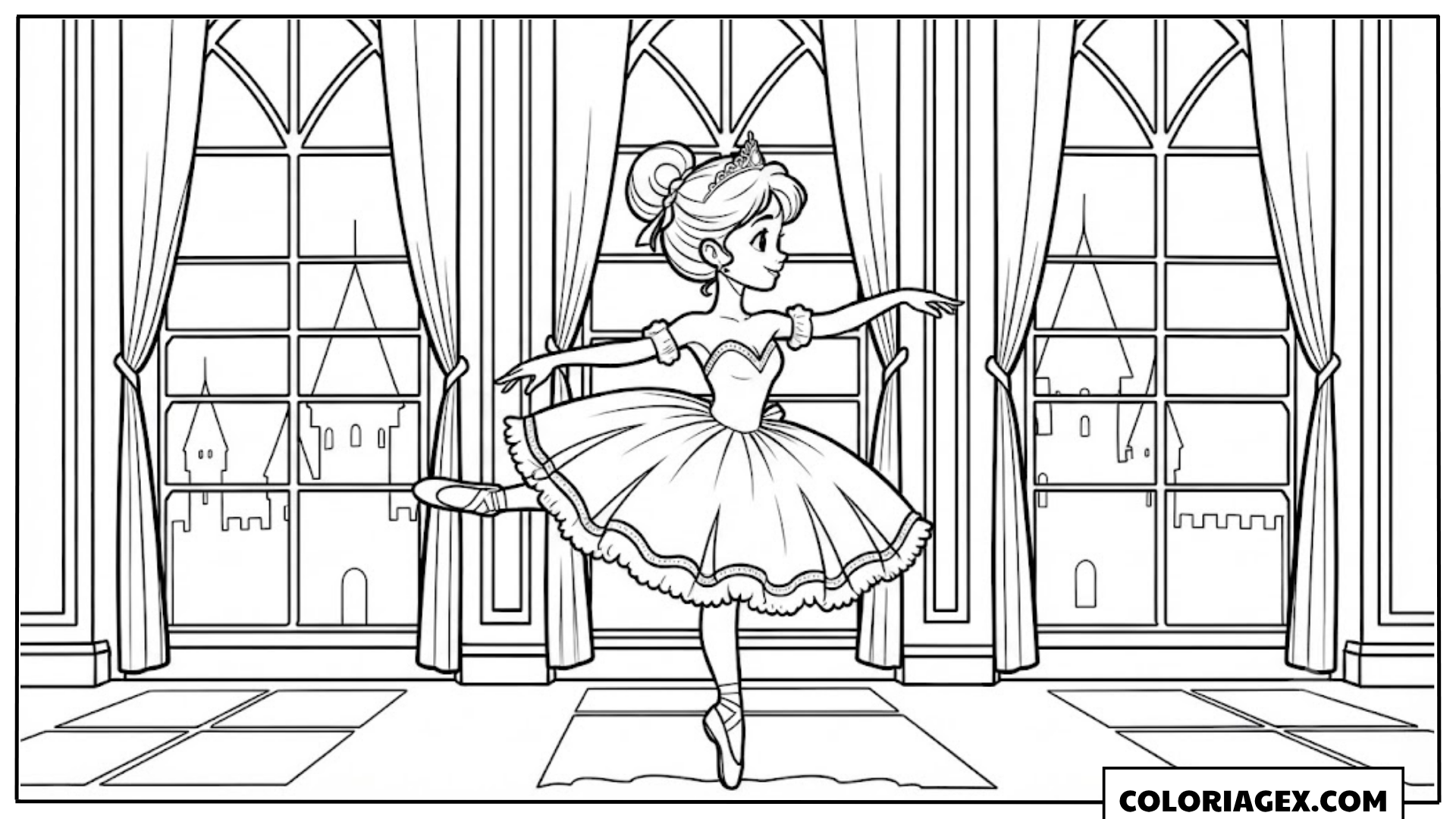 Coloriage Ballerine à la fenêtre