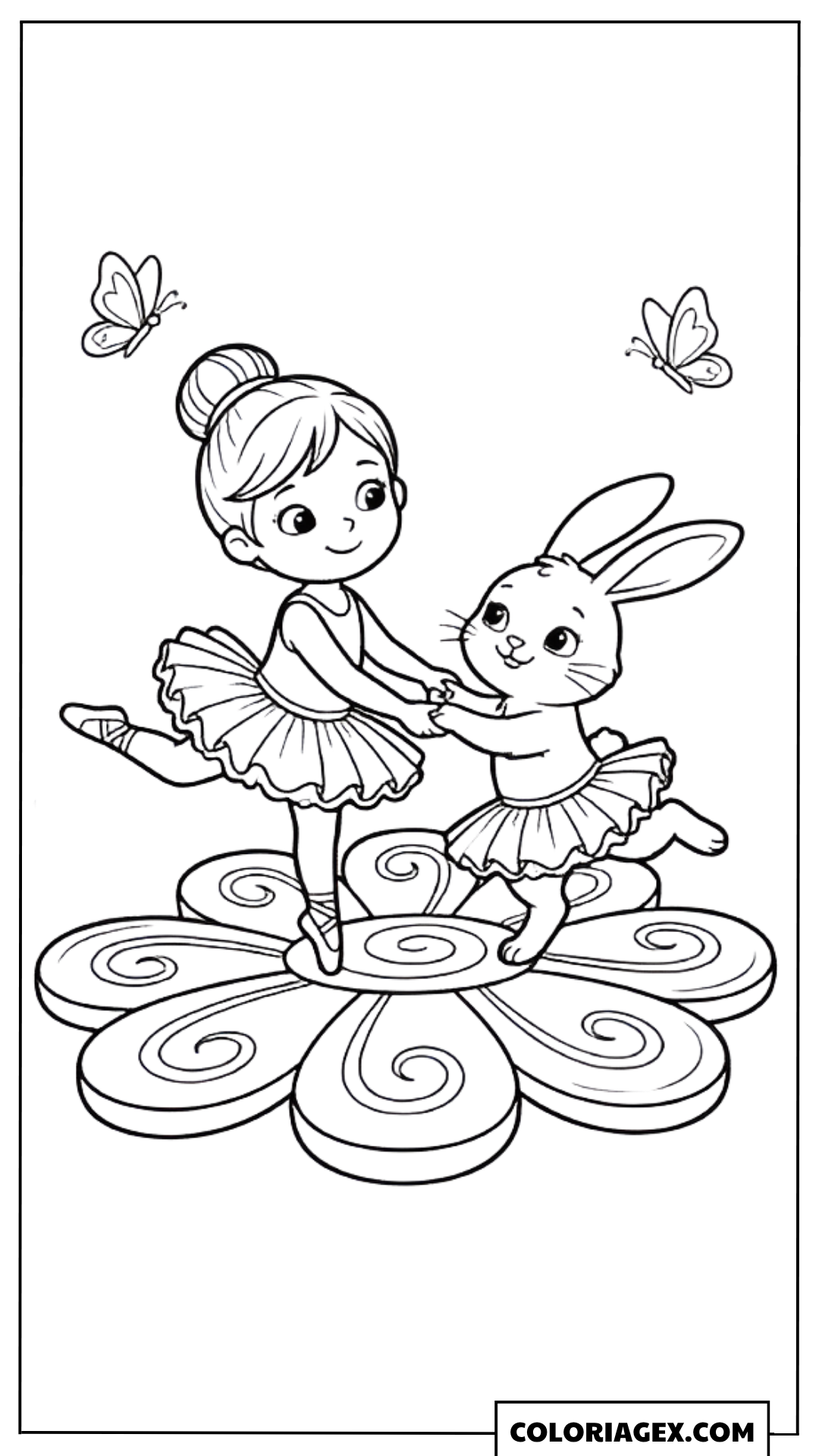 Coloriage Ballerine avec lapin