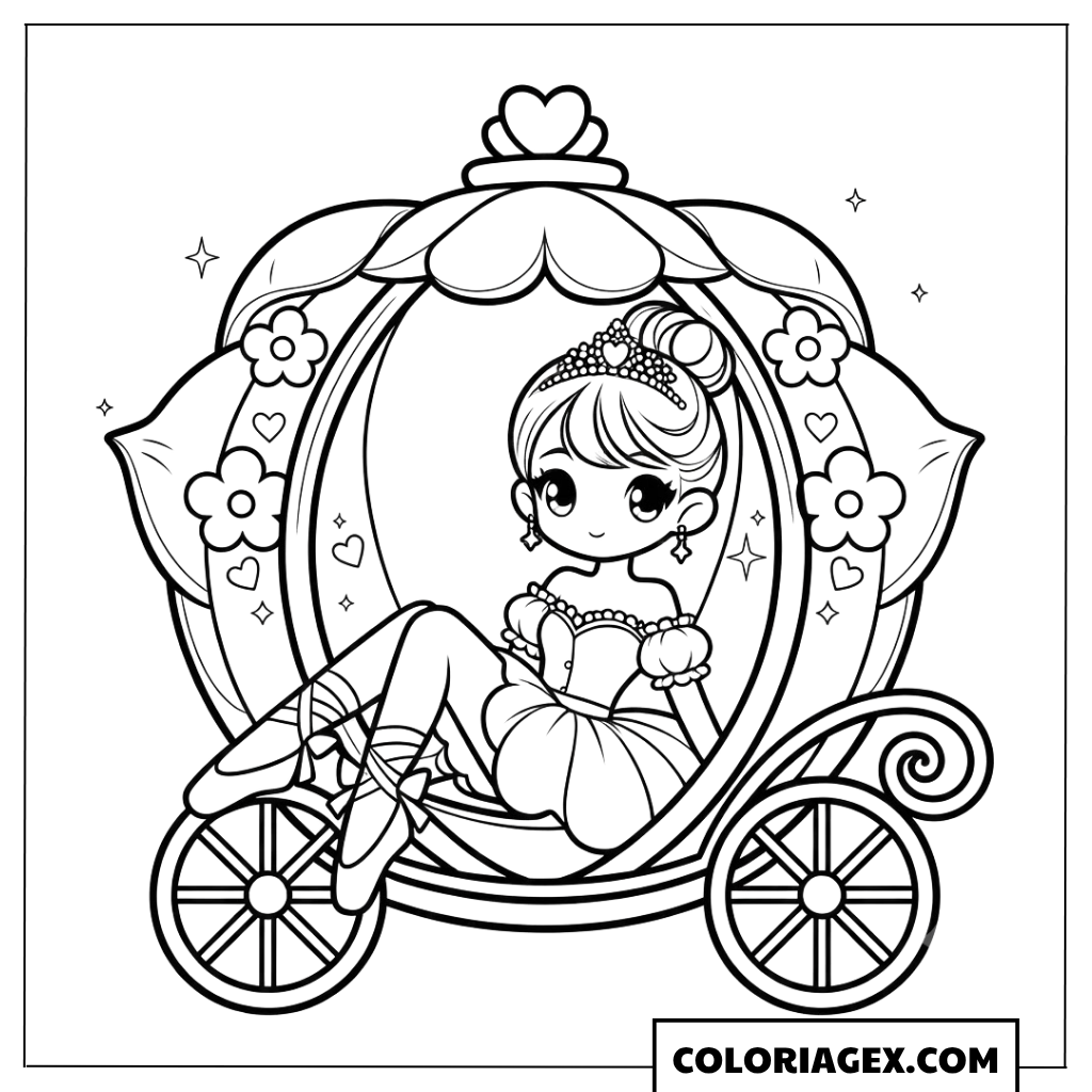 Coloriage Ballerine dans un carrosse