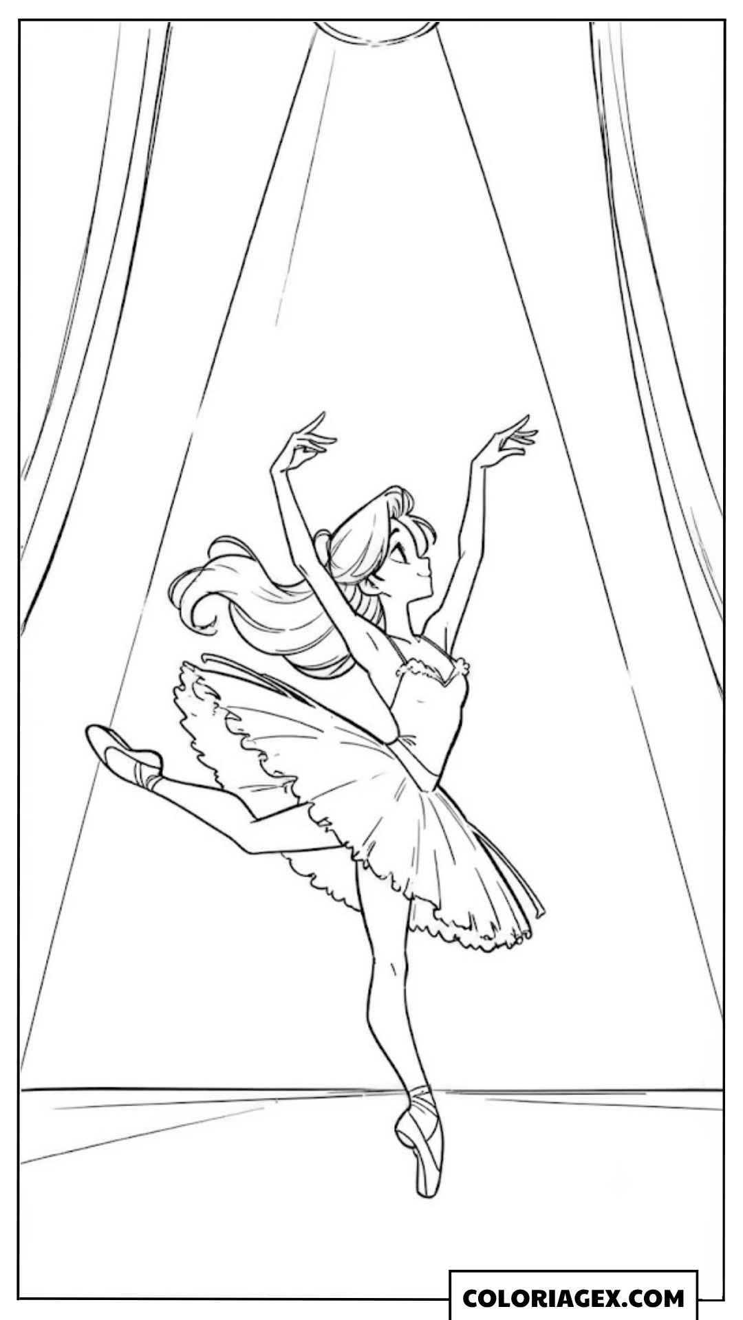 Coloriage Ballerine en arabesque