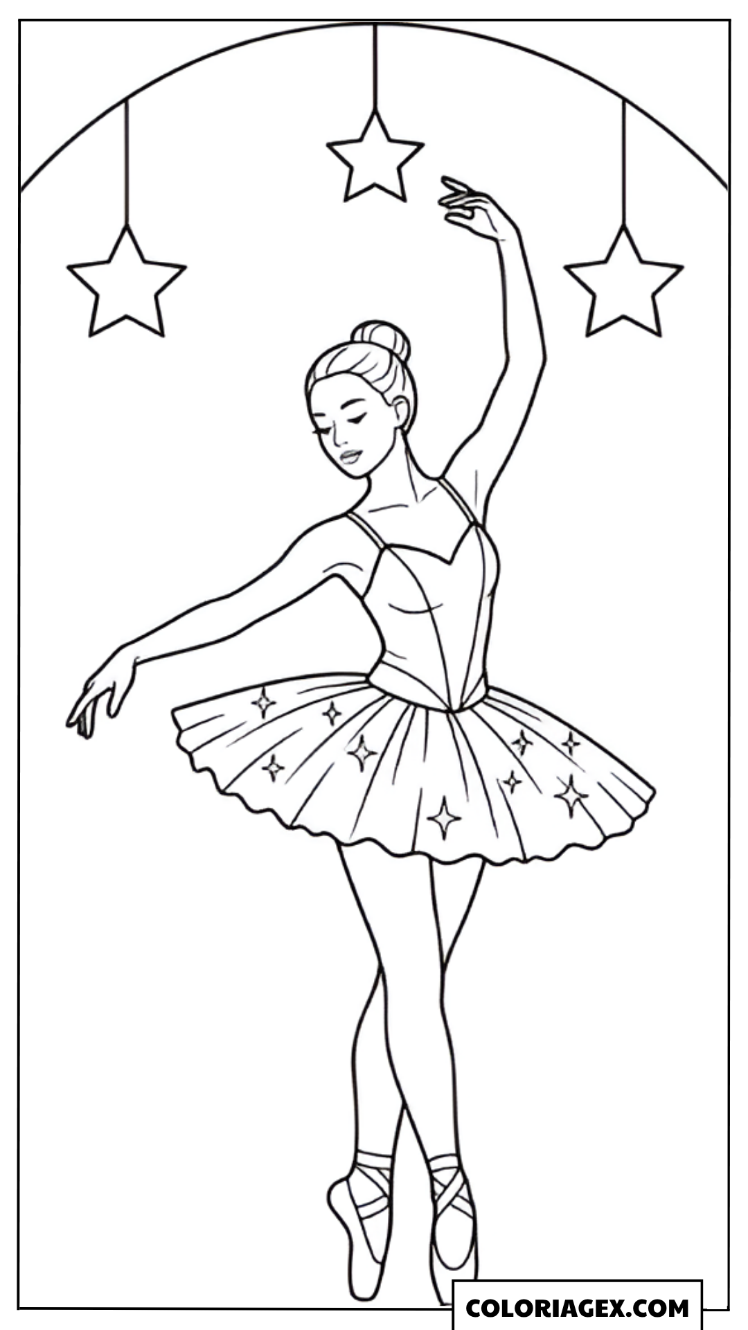 Coloriage Ballerine sous arche étoilée