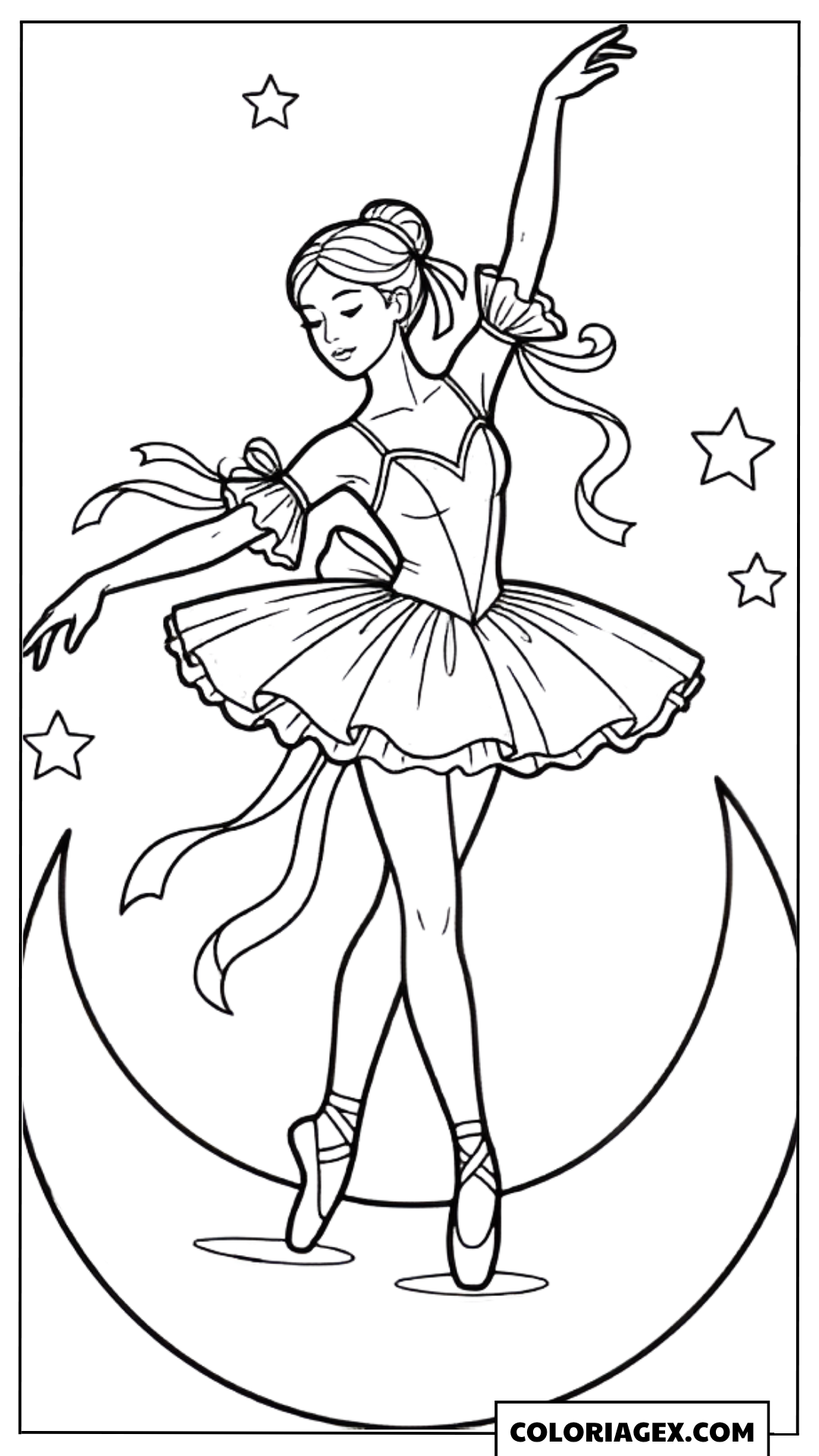 Coloriage Ballerine sur croissant de lune