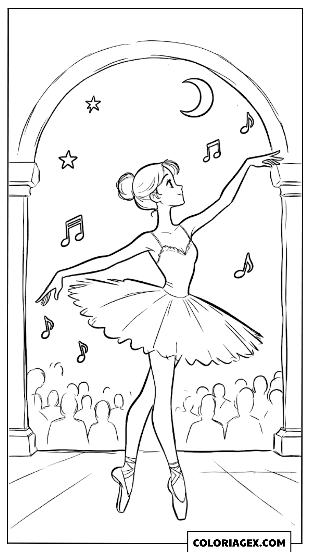 Coloriage Ballerine sur scène théâtrale